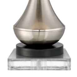 360 Lighting Simon Modern Table Lamps Set Of 2 With Square Risers 27" Tall Brushed Nickel USB Charging Port White Shade For Bedroom Living Room Desk -Home Lighting GUEST ed47e65f 04d9 49a0 ae32 790dd3b5468a