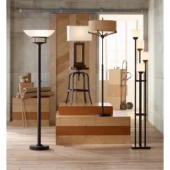 Possini Euro Design Light Blaster Modern Torchiere Floor Lamp 72 1/2" Tall Warm Bronze LED White Frosted Glass Bowl Shade For Living Room Bedroom Home -Home Lighting GUEST ee0b8572 bc24 4cd3 8832 dc2dd329705b