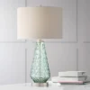 360 Lighting Julia Modern Table Lamp 26 1/2" High Green Glass White Drum Shade For Bedroom Living Room Bedside Nightstand Office Kids Family House -Home Lighting GUEST ee259b7e 4300 460f 925e 590fc75d1f82