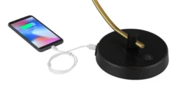 Possini Euro Design Modern Mid Century Desk Lamp 28 1/2" Tall Warm Gold Black With Dual USB Charging Ports For Bedroom Living Room Office Reading Home -Home Lighting GUEST ee822b21 e909 4710 a79e 6b9be7bfdb3e