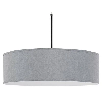 18" X 18" X 14" LED Metal Dimmable Pendant With Diffuser And Hardback Fabric Shade Gray - Cal Lighting 4 18" X 18" X 14" LED Metal Dimmable Pendant With Diffuser And Hardback Fabric Shade Gray - Cal Lighting - Image 2