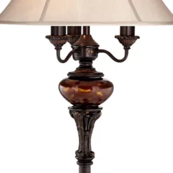 Barnes And Ivy Traditional Floor Lamp 4-Light 63" Tall Lush Bronze Tortoise Glass Font Bell Shade For Living Room Reading Bedroom Office -Home Lighting GUEST f1dc23d1 52fa 4a5d 8133 12b9012cbcba
