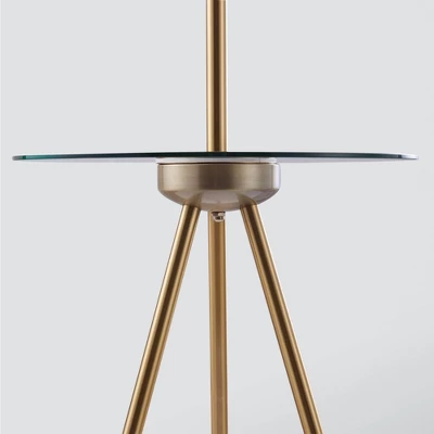 62.5" Axxin Contemporary Tripod Floor Lamp With Glass Table And Built-In USB Gold/White - Teamson Home 8 62.5" Axxin Contemporary Tripod Floor Lamp With Glass Table And Built-In USB Gold/White - Teamson Home - Image 6
