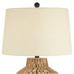 360 Lighting San Marcos Modern Coastal Table Lamp 27" Tall Natural Wicker Oatmeal Drum Shade For Bedroom Living Room Bedside Nightstand Office Kids -Home Lighting GUEST f2e1f7e7 b47c 493a ae7c 88366a1c91d1
