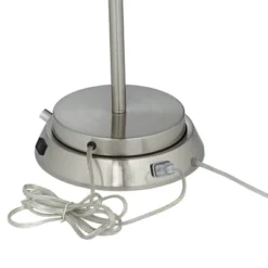 360 Lighting Modern Table Lamp With Dimmable USB And AC Power Outlet Workstation Base 24.5" High Brushed Nickel Droplet White Shade Bedroom Desk -Home Lighting GUEST f485576e a842 4878 9a51 a5ea7ce04759