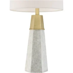 360 Lighting Julie Modern Table Lamps 27 1/2" Tall Set Of 2 Faux Marble Gold Tapered Column Fabric Drum Shade For Bedroom Living Room Bedside Office -Home Lighting GUEST f72794af 1d28 4123 850a d6d9f51b186e