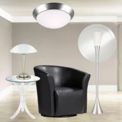 360 Lighting Deco Modern Accent Table Lamp 17" High Brushed Steel Touch On Off White Glass Dome Shade For Bedroom Bedside Nightstand Office Family -Home Lighting GUEST f764664f 03db 494f 90b2 6765c21e3570