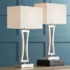 360 Lighting Roxie Modern Table Lamps 31" Tall Set Of 2 Brushed Nickel Metal Off White Fabric Rectangular Shade For Bedroom Living Room Bedside Office -Home Lighting GUEST f8469956 f10d 4434 8865 aabf0ec7608a