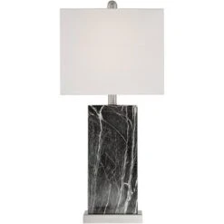 360 Lighting Connie Modern Table Lamps Set Of 2 With Black Marble Riser 25" High Black Faux Marble USB Charging Port White Rectangular Shade For Desk -Home Lighting GUEST f8f54766 e697 4cb5 8e7c b9b55bfc3312