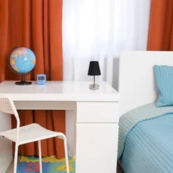 10.5" Petite Metal Stick Bedside Table Desk Lamp In Sand Nickel With Fabric Shade Black - Creekwood Home -Home Lighting GUEST f9522480 6b00 4042 abce fad880e588e5