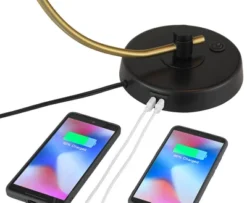 Possini Euro Design Modern Mid Century Desk Lamp 28 1/2" Tall Warm Gold Black With Dual USB Charging Ports For Bedroom Living Room Office Reading Home -Home Lighting GUEST f9c47d67 9358 47c7 884e 9ac57a4ca8b4