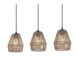30" LED 3-Light Seagrass/Metal Ibiza Island Coastal Pendant Oil Rubbed Bronze/Natural - JONATHAN Y -Home Lighting GUEST faa795aa 7063 4208 b38a 55ec65e21afe