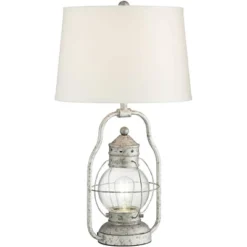 Franklin Iron Works Bodie Rustic Industrial Table Lamp 26" High Distressed Silver With USB Charging Port Nightlight LED Off White Linen Shade For Desk 16 Franklin Iron Works Bodie Rustic Industrial Table Lamp 26" High Distressed Silver With USB Charging Port Nightlight LED Off White Linen Shade For Desk -Home Lighting GUEST fb8b18fa aab4 4934 865b 7641e036cc17