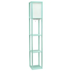 Floor Lamp Etagere Organizer Storage Shelf With 2 USB Charging Ports And Linen Shade - Simple Designs -Home Lighting GUEST fbf13cb1 8f89 4f45 972f b173e86655f1