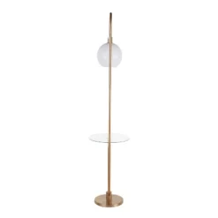 Trombone Contemporary/Glam Floor Lamp With Metal And Glass Shelf Gold (Includes LED Light Bulb) - LumiSource -Home Lighting GUEST fcd957d0 9332 46ca 9810 1651a88f7681