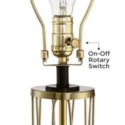 360 Lighting Nathan Modern Table Lamps 25 1/2" High Set Of 2 Gold Metal With USB Charging Ports Black Drum Shade For Bedroom Living Room Home Desk -Home Lighting GUEST fd98c460 da77 4aad a69f 919a6f22e4d3