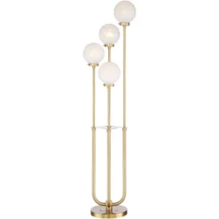 Possini Euro Design Mid Century Modern Glam Style Floor Lamp 4-Light LED 68.5" Tall Warm Gold Glass Globe Shade For Living Room House Uplight -Home Lighting GUEST fe7d383c ec2e 495f b7dd d3f06a94be10