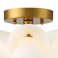 Possini Euro Design Modern Ceiling Light Semi Flush Mount Fixture White Flower Gold Metal 15 3/4" Wide Living Room Bedroom Kitchen -Home Lighting GUEST fef6218a 716d 4463 96b6 83ff662f8639